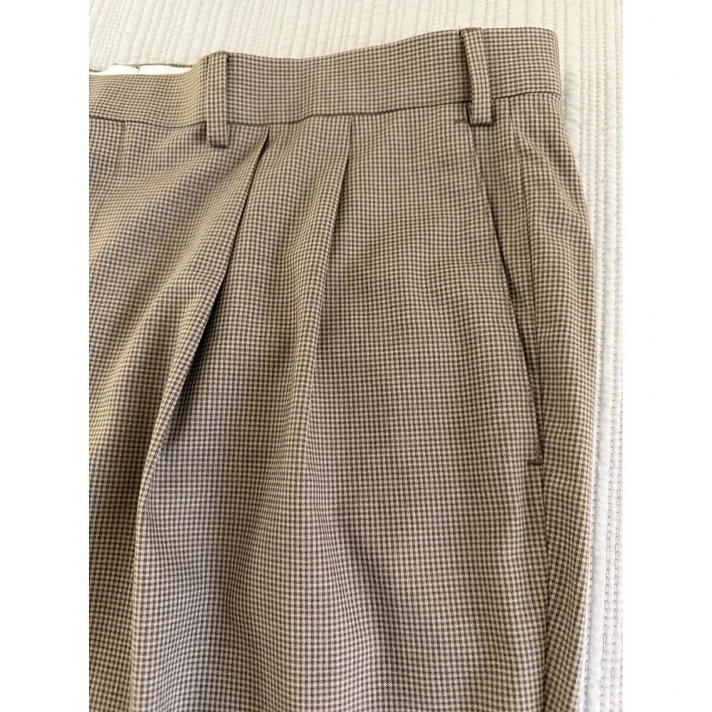 Ralph Lauren Mens Size 38/30 Brown Houndstooth Pleated Cuffed Dress Pants Slacks